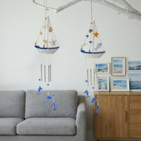 Nautical Wooden Sailboat Wind Chime Home Decor