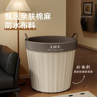 Large Foldable Laundry Hamper Double-Layer Woven Storage Basket for Dirty Clothes