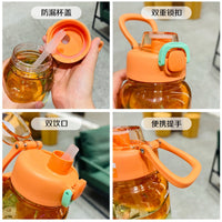 Large Capacity Sports Water Bottle with Straw for Students, Portable Kettle for Men and Women, Summer New Style with Scale