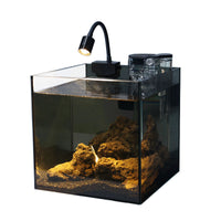 Dark Series Black Back Nano Aquarium with Warm Light Desktop Small Ultra-White Fish Tank Kit