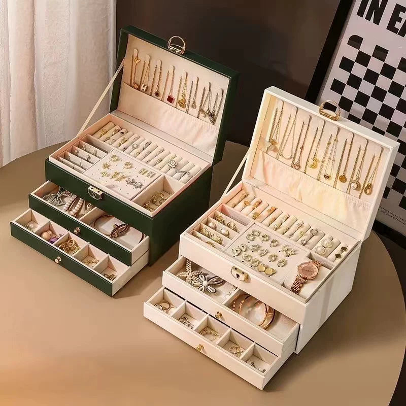 Luxury Large Capacity Jewelry Box for Earrings, Necklaces, Rings, and Bracelets