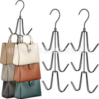 3-Layer Rotating Handbag Hanger Hook Organizer for Purses, Backpacks, and Belts - Multi-functional Closet Storage Rack