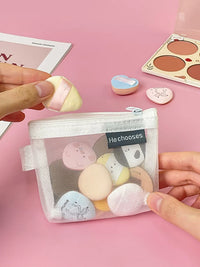 Portable Mesh Cosmetic Bag for Makeup Sponges and Small Items