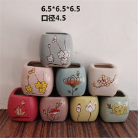 Hand-Painted Embossed Ceramic Succulent Planter Pot