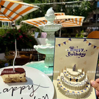 Creative 3D Pop-Up Birthday Cake Greeting Card with Envelope