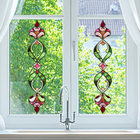 Stained Glass Style Window Film Retro Floral Pattern Self-Adhesive Privacy Decal for Home Decor