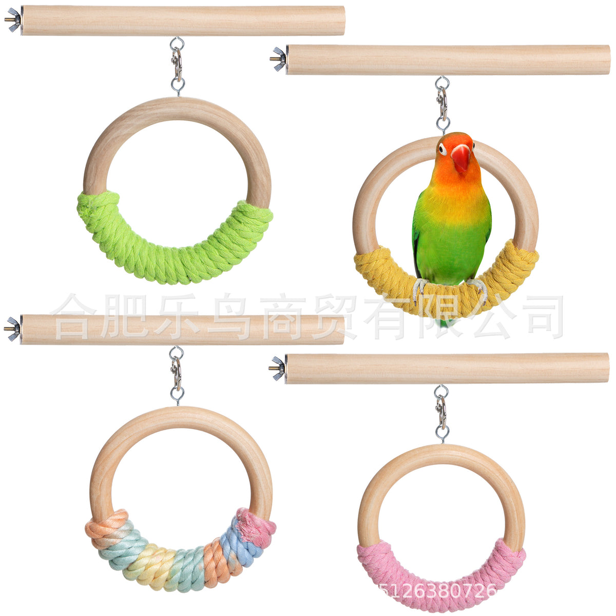 Parrot Bird Toy Stand Rope Ring Swing Double Layer Cage Decoration