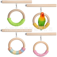 Parrot Bird Toy Stand Rope Ring Swing Double Layer Cage Decoration