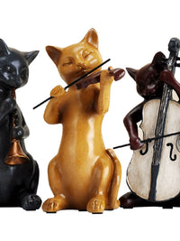 Creative Cute Cat Figurine Resin American Country Style Home Decor Luxury Band Crafts Ornaments