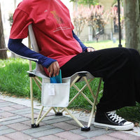 Outdoor Folding Chair, Portable Camping Fishing Chair with Backrest, Student Sketching Chair for BBQ Picnic