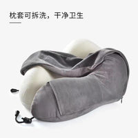Travel Neck Pillow U-Shaped with Storage for Airplane and Car, Portable Cervical Support Cushion