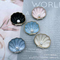 Korean Retro Enamel Pearl Shell Brooch Alloy Cartoon Marine Life Scallop Rhinestone Pin