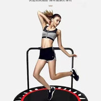 Foldable Indoor Mini Trampoline with Adjustable Handrail for Kids and Adults, Fitness Rebounder