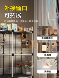 Large Parrot Breeding Cage with Anti-Splash Design and Wheels
