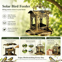Vintage Bronze Solar Bird Feeder Hanging Tray for Outdoor Garden