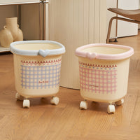 Sweet Girl Large Capacity Trash Can with Wheels, High-Value Household Waste Bin for Living Room, Movable Ins Style