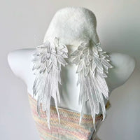 Handmade Angel Wing Embroidered Plush Lolita Scarf