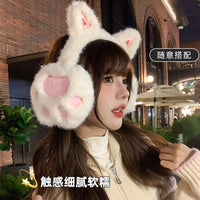 Women's Plush Cat Paw Earmuffs, Warm Windproof Ear Covers for Winter