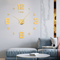 Large 3D DIY Acrylic Wall Clock Modern European Style Digital Sticker Clock