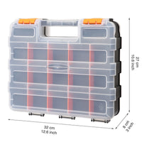 Double-Sided Portable Parts Organizer Box with Handle, Durable Plastic Storage for Screws and Small Components