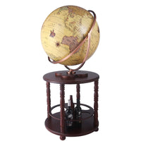 Vintage Solid Wood Globe Bar Cabinet Storage Decorative Ornament with Universal Rotating Stand