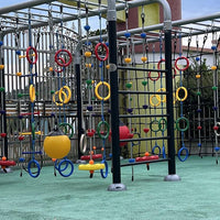 Kids Outdoor Sensory Training Swing Set with Climbing Rope Ladder