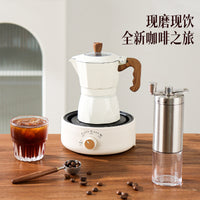 Moka Pot Coffee Maker Set with Electric Ceramic Stove for Home and Outdoor Use