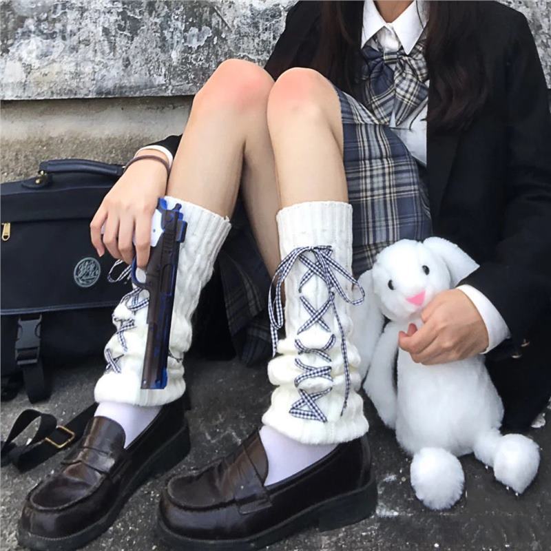 Japanese Lolita Knit Leg Warmers Y2K Style Warm Stacked Socks for Women