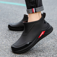 Men's Short Waterproof Rain Boots Non-Slip Warm Fishing Work Shoes