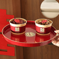 Red Rectangular Wedding Serving Tray for Engagement, Banquets, and Candy