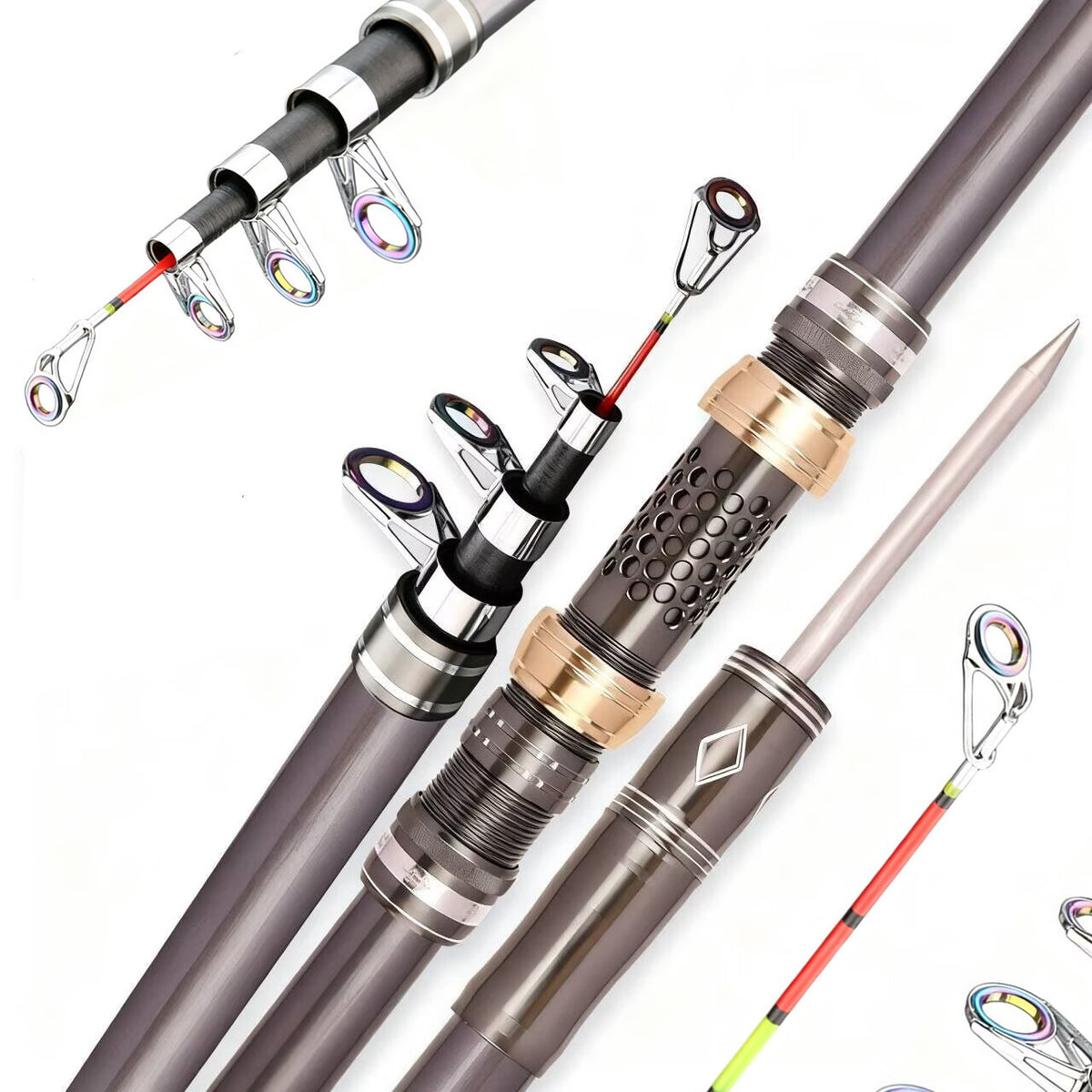 Telescopic Spinning Fishing Rod with Reel Seat, Hard Tone, 6-Layer Cloth Construction