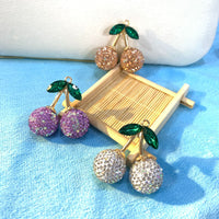 Sparkling Rhinestone Cherry Keychain Pendant for Bags and Keys