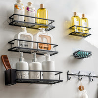 Wall-Mounted Bathroom Shelf Organizer, No-Drill Iron Art Storage Rack for Toiletries