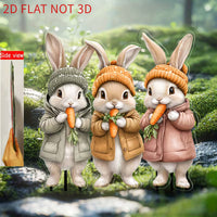 2D Acrylic Cute Rabbit Garden Stake for Outdoor Yard Lawn Pot Decoration