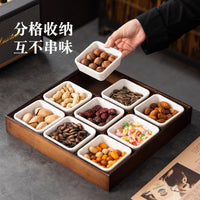 Chinese Style Wooden Divided Snack Serving Tray with Lid