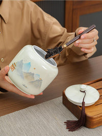 Ceramic Tea Storage Jar with Airtight Lid for Loose Leaf Tea
