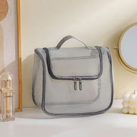 Portable Large Capacity Mesh Cosmetic Bag with Handle for Travel and Makeup Brush Storage