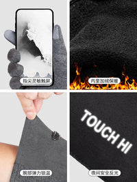 Suede Lined Thermal Gloves for Men - Windproof Touchscreen for Winter Cycling & Outdoor Work