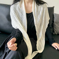 Ice Silk Hollow Knit Shawl Triangle Scarf for Women, Thin Sun Protection Air Conditioning Cover-up