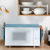 Japanese Style Microwave Oven Dust Cover with Side Pockets, Full Coverage Oil-proof Refrigerator Top Cover
