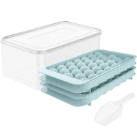 33-Grid Spherical Ice Cube Mold with Storage Box and Scoop, Food-Grade Round Ice Ball Maker for Home Use