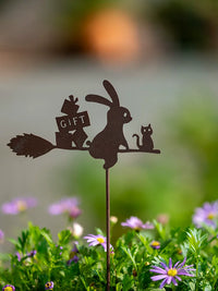 Japanese Zakka Style Iron Art Garden Villa Balcony Flower Pot Decoration Landscape Small Rabbit Riding Bicycle Plug-in
