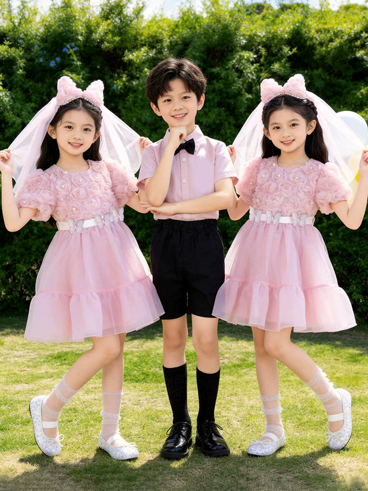 Kids' British Style Choir Performance Uniforms and School Sports Day Outfits