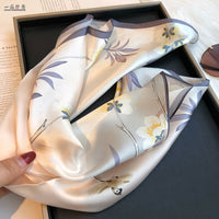 70cm Square Silk Scarf for Women, Versatile Thin Neck Scarf for All Seasons, Decorative Gift