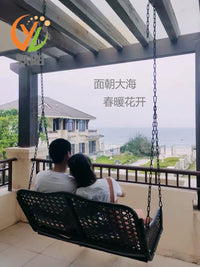 Yiyang Indoor Outdoor Patio Wicker Swing Chair Double Hammock with Stand