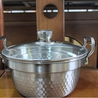 430 Stainless Steel Japanese Sukiyaki Hot Pot with Magnetic Base and Wooden Lid