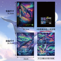 Whale Series Luminous Scratch Art Painting Kit for Adults, DIY Decompression Room Decor Canvas