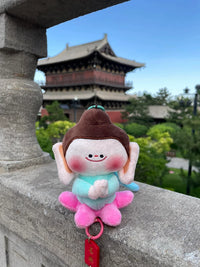 Datong Yungang Grottoes Buddha Plush Keychain with Lotus Charm