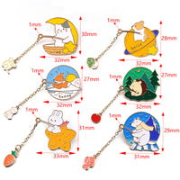 Cute Japanese Cartoon Animal Brooches for Sweaters and Coats - Rabbit, Cat, Dog Metal Pins