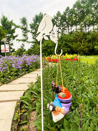 Decorative Bird Garden Hook for Outdoor Planters and Yard Decor
